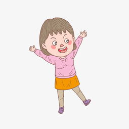 卡通手绘人物高兴女孩图片素材其他格式下载动漫人物大全
