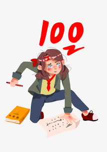 考试努力考100的女学生卡通手绘插画图片素材psb格式下载其他大全