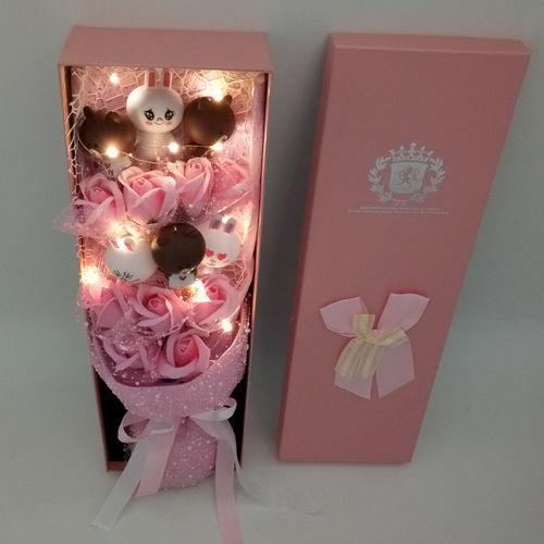 七夕情人节网红布朗熊卡通公仔花束生日礼物女生抖音同款香皂花束