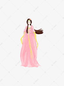 穿粉色宽袖汉服的古装女子卡通元素素材图片免费下载千库网