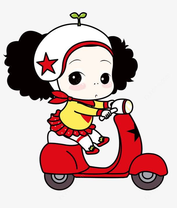 唯美卡通可爱小女孩骑摩托车高清素材png设计图片免费下载页面网页平面电商创意素材png素材星素材