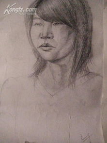 两张素描男女人物头像各一张四川美术学院王丹作品,中鼎国际为她油画作品的估价rmb50,00060,000