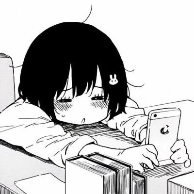 动漫头像黑白漫画风的可爱女头