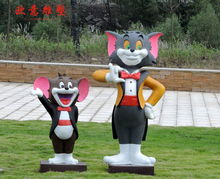 仿真卡通人物树脂纤维玻璃钢彩绘卡通人物卡通猫和老鼠