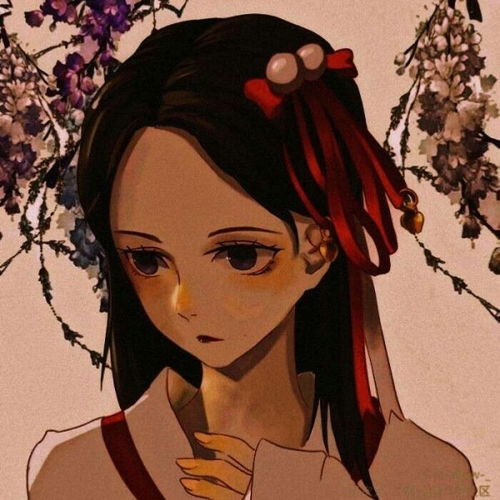 红色滤镜古风动漫女头柚木色