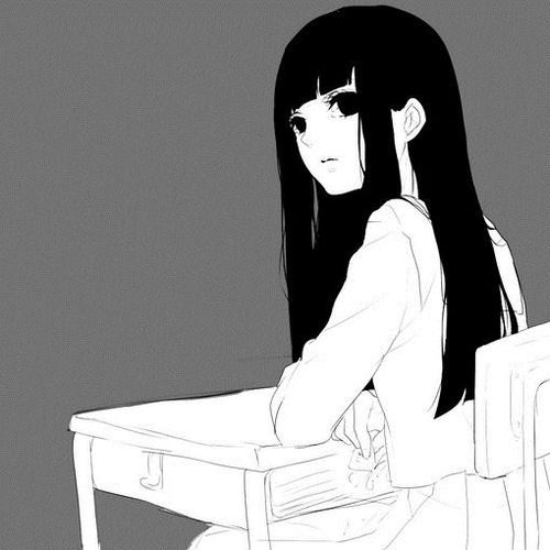 求一张动漫女生图黑长直侧脸