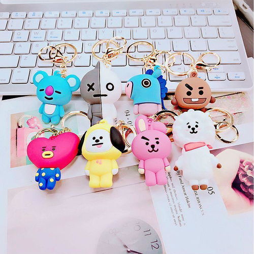 韩国bt21防弹少年团滴胶公仔卡通汽车钥匙扣情侣包包挂件合金扣款