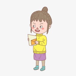卡通手绘人物看情书女孩图片素材其他格式下载动漫人物大全