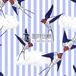卡通动物鸟燕子条纹女装衬衫连衣裙印花图案设计图案原创艺术风ai图片素材下载图芽创意