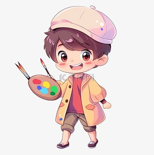 元素卡通画画的可爱小男孩手绘素材图片免费下载千库网