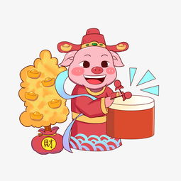2019猪年财神武将紫气东来喜庆猪图片素材其他格式下载动漫人物大全