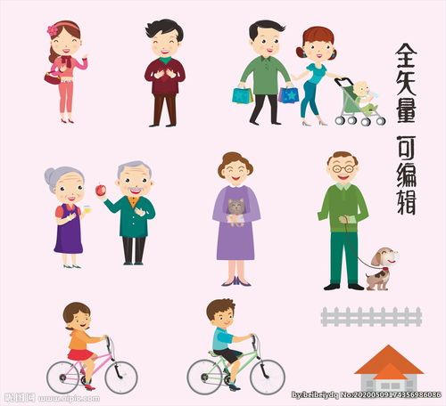 卡通人物一家人图片