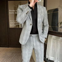 其他男士西服others其他2024修身西装套装两件套男士休闲轻熟风男装小西服痞帅外套潮多少钱