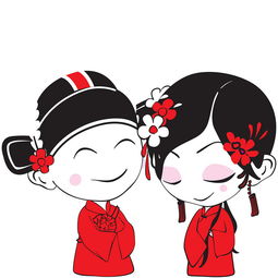 中式卡通新郎新娘婚礼图片下载psd素材元旦丨春节丨元宵