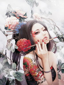 纹身纹绣刺青美女有气质卡通