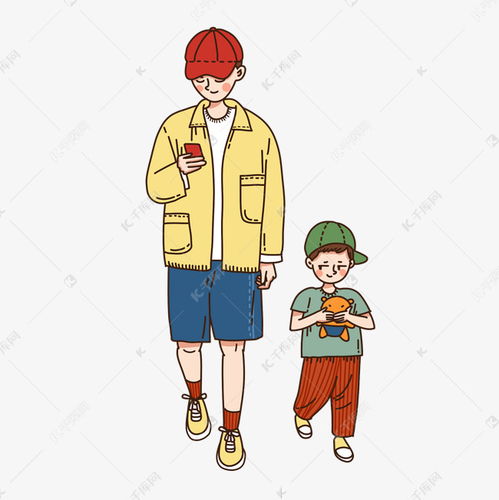 父亲节卡通爸爸和儿子素材图片免费下载千库网