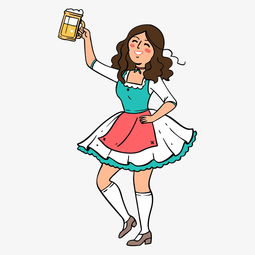 卡通开心啤酒女生手绘插画图片素材其他格式下载动漫人物大全