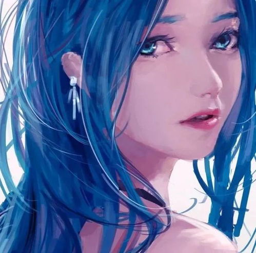 蓝色系头像动漫女生唯美