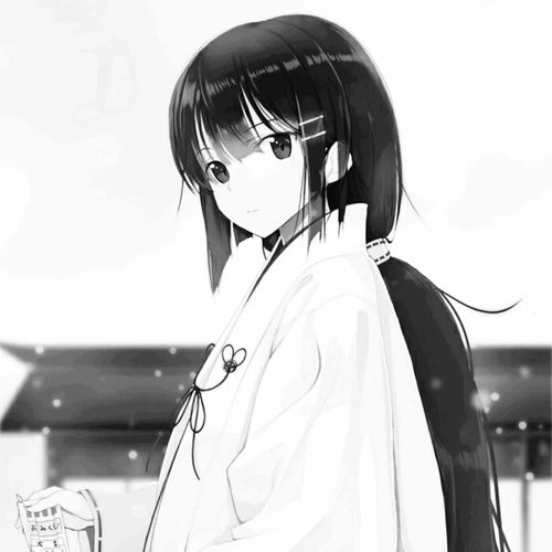 动漫女头黑白女生头像