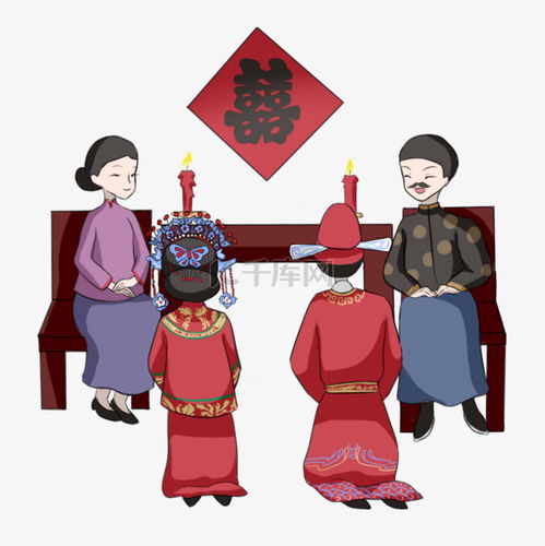 拜高堂中式婚礼手绘插画素材图片免费下载千库网