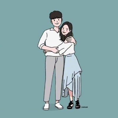 简笔漫画情侣头像,我其实一直在终点等你