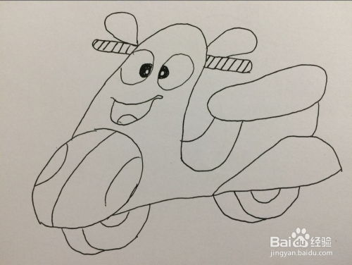 幼儿卡通摩托车的画法