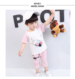 童套装2018夏季新款男女童卡通贴布短袖套装幼小童两件套