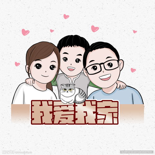 手绘卡通全家福家人头像定制设计图