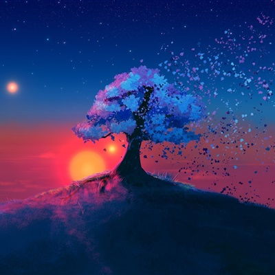 唯美动漫头像风景,唯美红色夕阳动漫风景图片