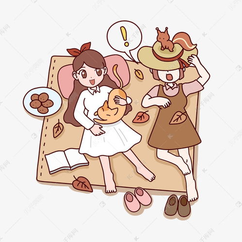 秋天闺蜜野游聚会卡通主题插画素材图片免费下载千库网