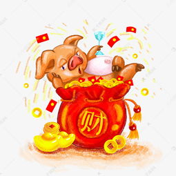 福袋猪猪聚宝盆财源广进财神爷散财撒红包素材图片免费下载千库网