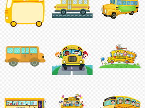 幼儿园儿童卡通黄色校车海报素材背景图片png
