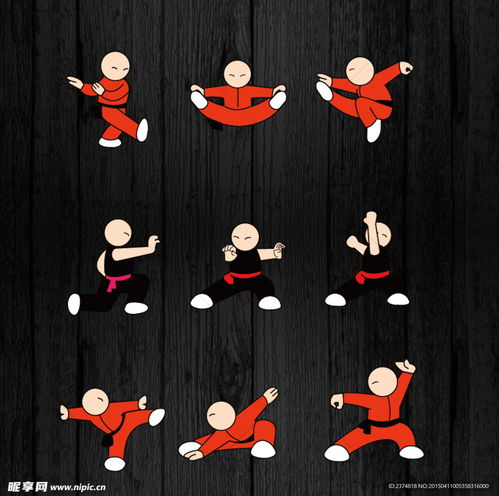 少林功夫卡通武术小子矢量设计图