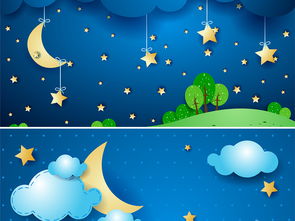 唯美卡通手绘蓝色夜晚星空海报banner背景图片设计素材高清ai模板下载63.00mb卡通手绘大全