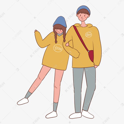 手绘卡通可爱矢量情人节穿情侣装的情侣素材图片免费下载千库网