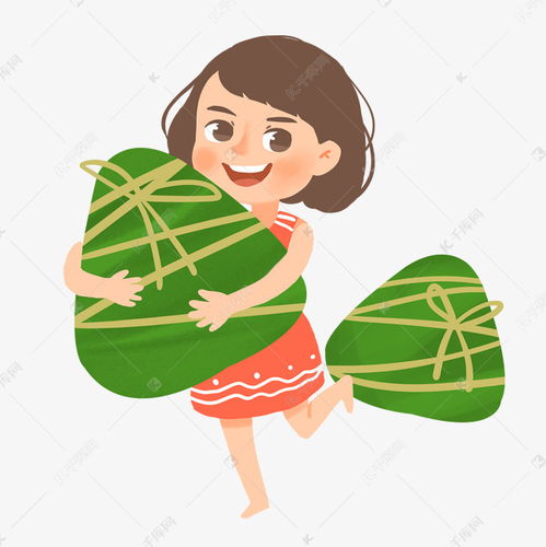 爱吃粽子的小女孩手绘卡通素材图片免费下载千库网
