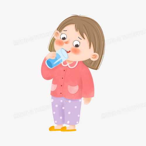 卡通手绘喝水的女孩免抠png图片素材免费下载女孩png30003000像素熊猫办公