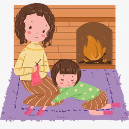妈妈冬天给小孩织围巾图片素材其他格式下载动漫人物大全