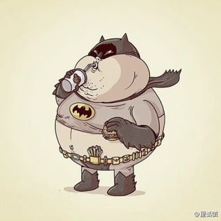 图轻松卡通人物变胖后,满满都是幸福感