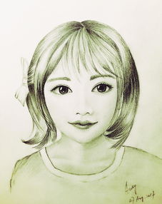 手绘作业素描女孩头像