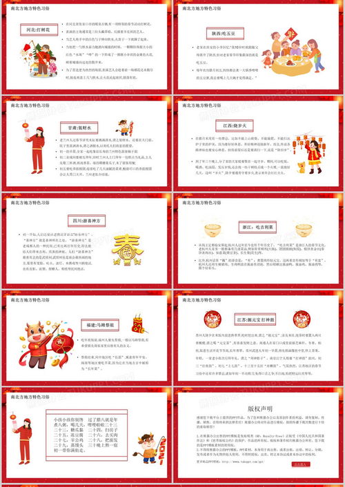 红色卡通风南北方春节习俗介绍ppt模板下载熊猫办公