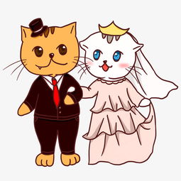手绘卡通可爱小猫情侣插画图片素材其他格式下载动漫人物大全