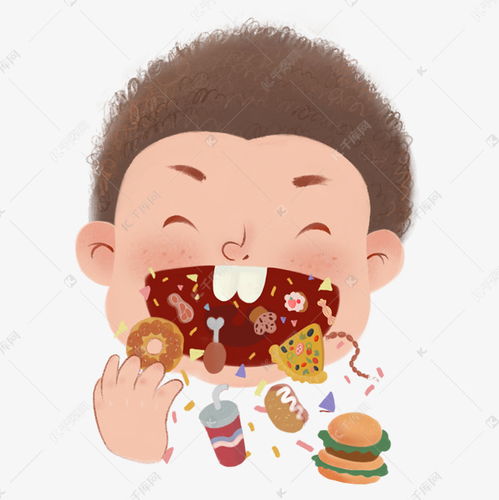 胡吃海喝的卡通男孩免抠图素材图片免费下载千库网