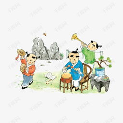 卡通装饰人物介绍海报设计古代小孩玩耍素材图片免费下载高清png千库网图片编号10012380