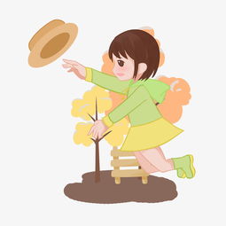 小女孩追帽子绘卡通插画图片素材其他格式下载动漫人物大全