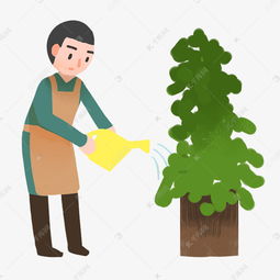 浇花的卡通员工人物素材图片免费下载千库网