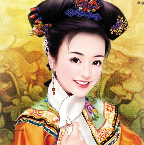 清朝古装女子描写和手绘清装男子图片