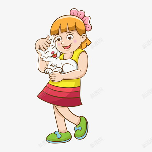 卡通抱着小猫咪的女孩矢量图免费下载页面网页平面电商创意素材卡通宠物素材