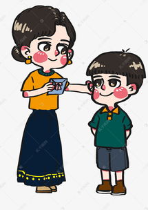 三八妇女节小男孩给妈妈送贺卡卡通手绘人物素材图片免费下载千库网
