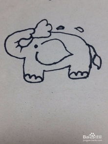 喷水的大象幼儿简笔画